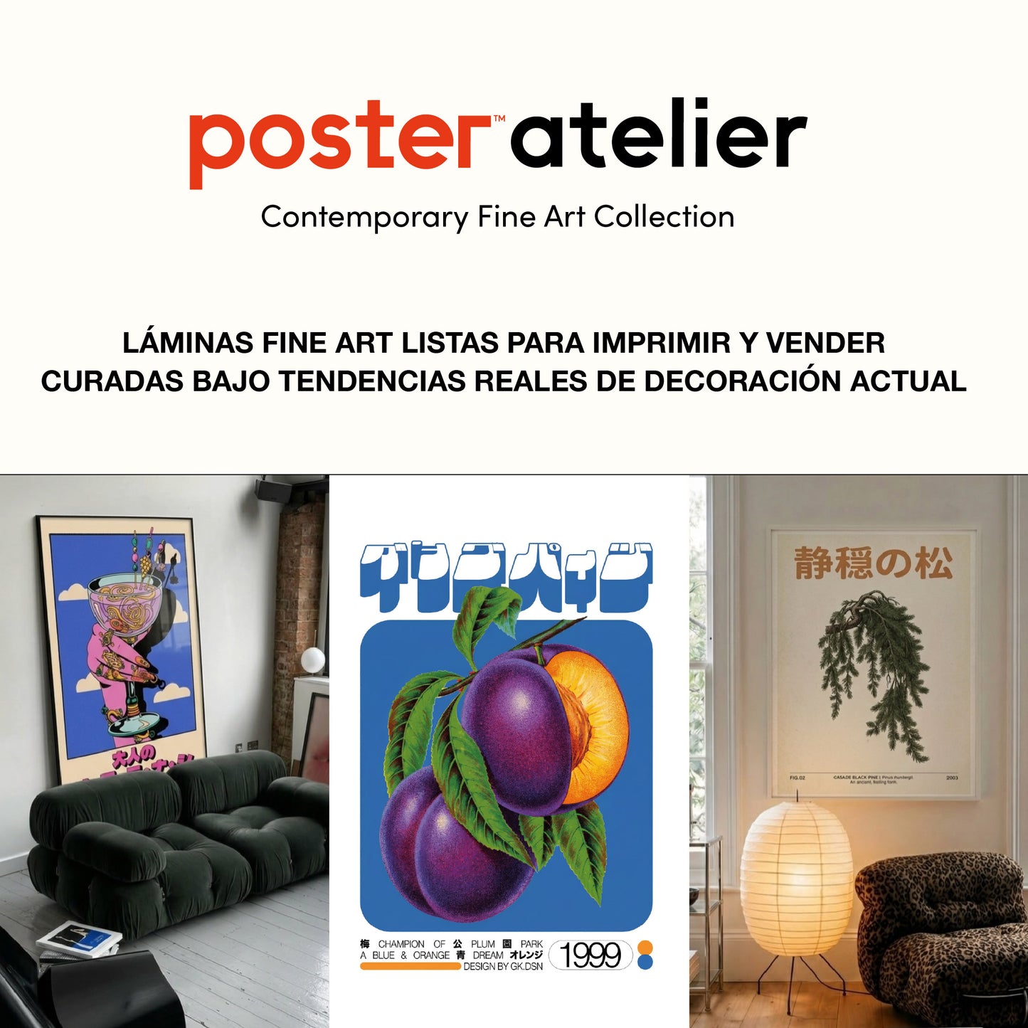 Poster Atelier: Láminas fine art listas para imprimir y vender + Curadas bajo tendencias reales de decoración actual